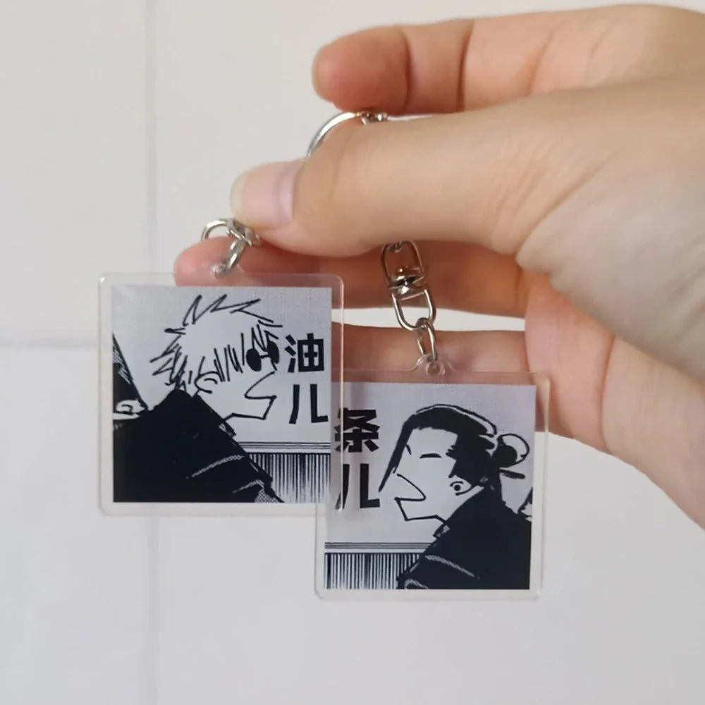 2pcs Jujutsu Kaisen Matching Gojo & Geto Funny Arguing Keychains Set – Cute Anime Acrylic Charm Set - Image 4