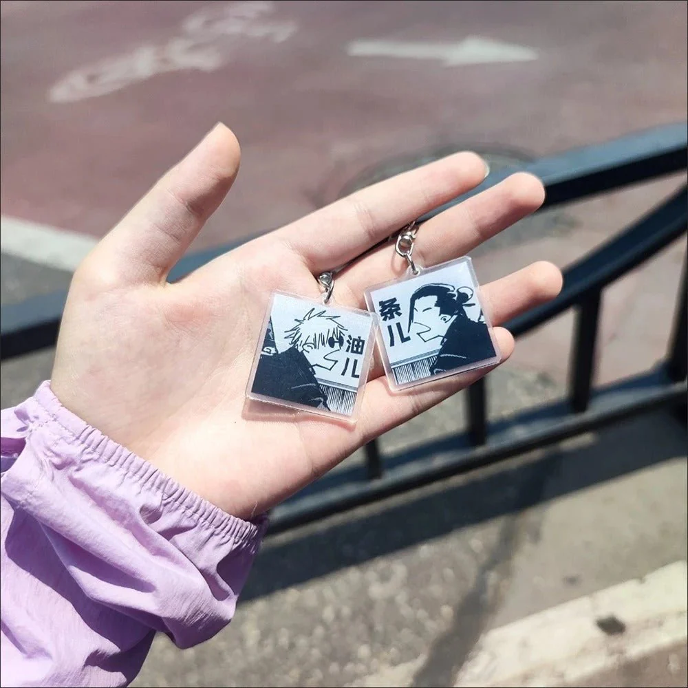 2pcs Jujutsu Kaisen Matching Gojo & Geto Funny Arguing Keychains Set – Cute Anime Acrylic Charm Set - Image 5