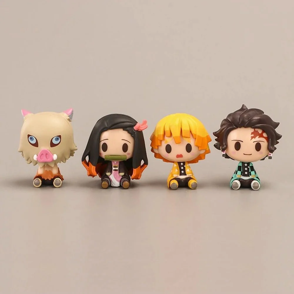 4pcs Set Demon Slayer Cute Mini Figures / Nezuko / Tanjirou / Zenitsu / Inosuke Chibi - Image 5