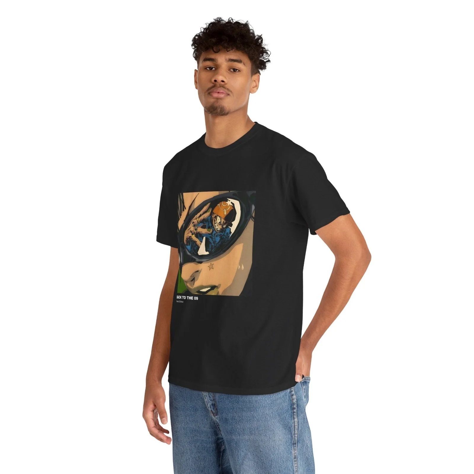 "Back to the 09" Anime Graphic Tee Streetwear Unisex Heavy Cotton Black - Image 4