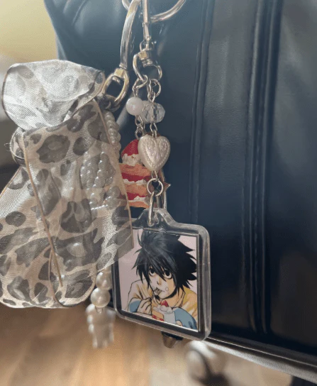 Death Note L Lawliet Cute Keychain with Cake Charms – Anime Accessory Collectible - Image 2
