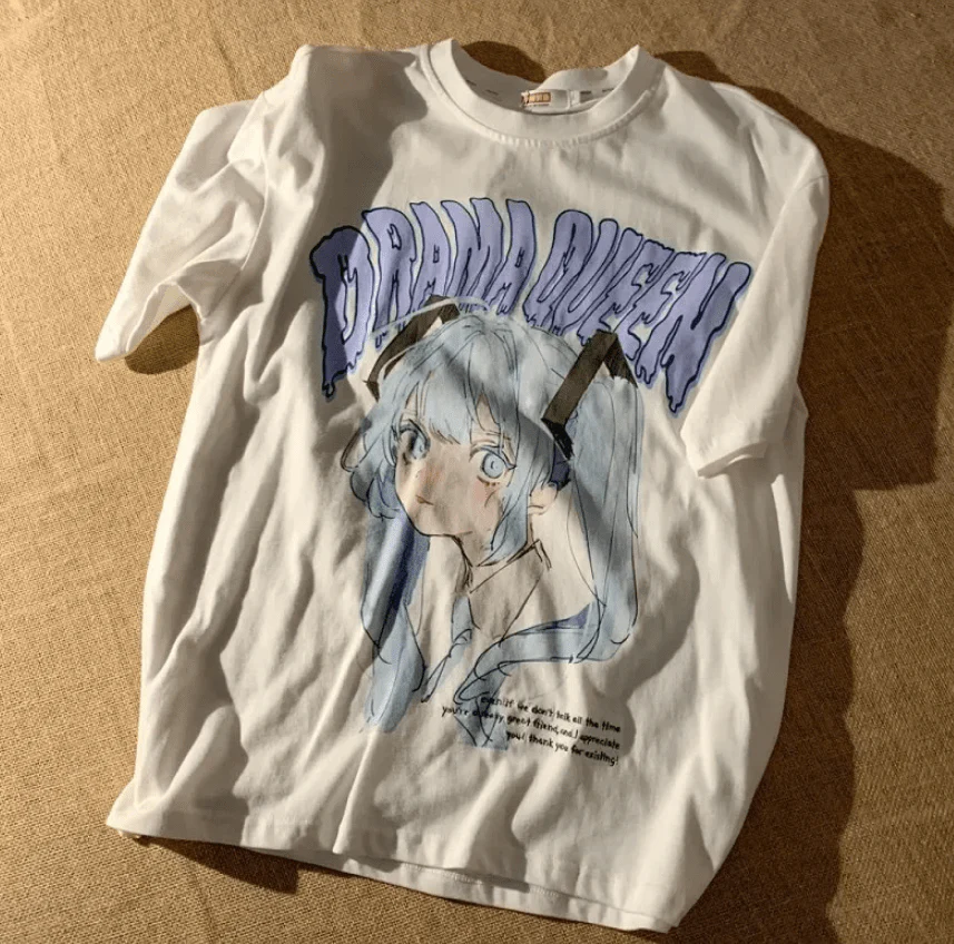 "Drama Queen" Women's Anime T-Shirt Y2K Streetwear - Image 3