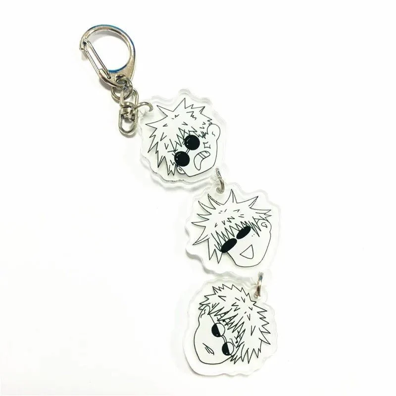 Jujutsu Kaisen Matching 3-Head Keychain Set – 2pcs Gojo & Geto Cute Chibi Anime Keychains - Image 6