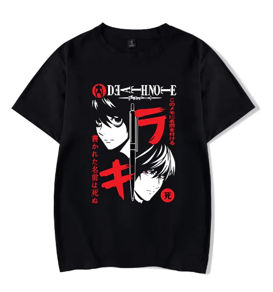 L & Light Yagami Death Note Unisex Graphic Anime T-Shirt - Image 3