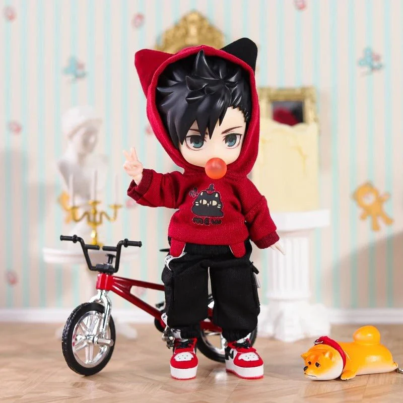 Nendoroid Clothes Set – Red & Green Hoodie + Pants Outfit for Custom Anime Figures - Image 2