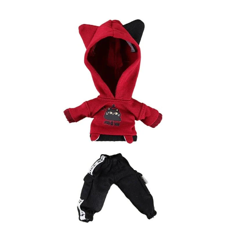 Nendoroid Clothes Set – Red & Green Hoodie + Pants Outfit for Custom Anime Figures - Image 5