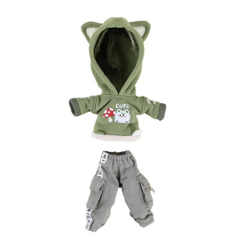Nendoroid Clothes Set – Red & Green Hoodie + Pants Outfit for Custom Anime Figures - Image 6