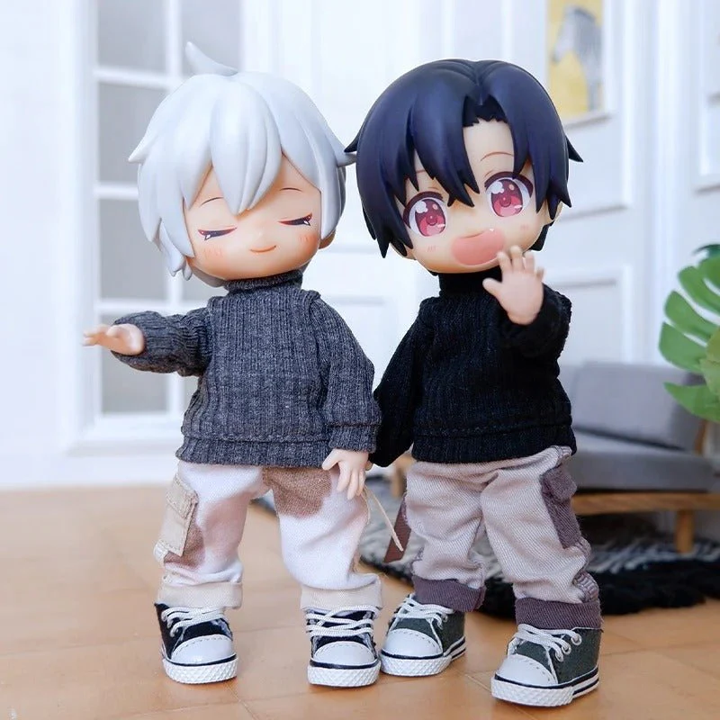 Nendoroid Clothing Set – Cute Plain Knitted Sweater & Jeans Outfit Chibi Doll Clothes - Image 3
