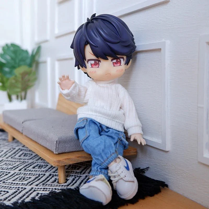 Nendoroid Clothing Set – Cute Plain Knitted Sweater & Jeans Outfit Chibi Doll Clothes - Image 4