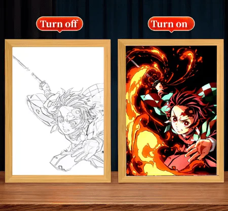 Tanjiro Kamado Demon Slayer Light Up Anime Framed Poster Sun Breathing Technique (25x17cm) - Image 3